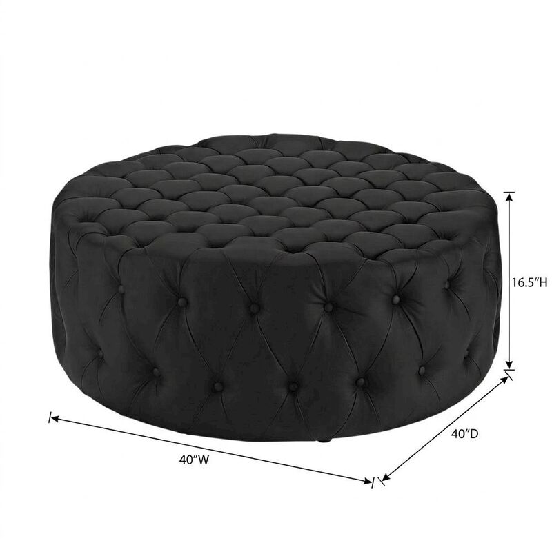 Black Vinyl Ottoman, Contemporary Upholstered Seat for Lounge image number 2