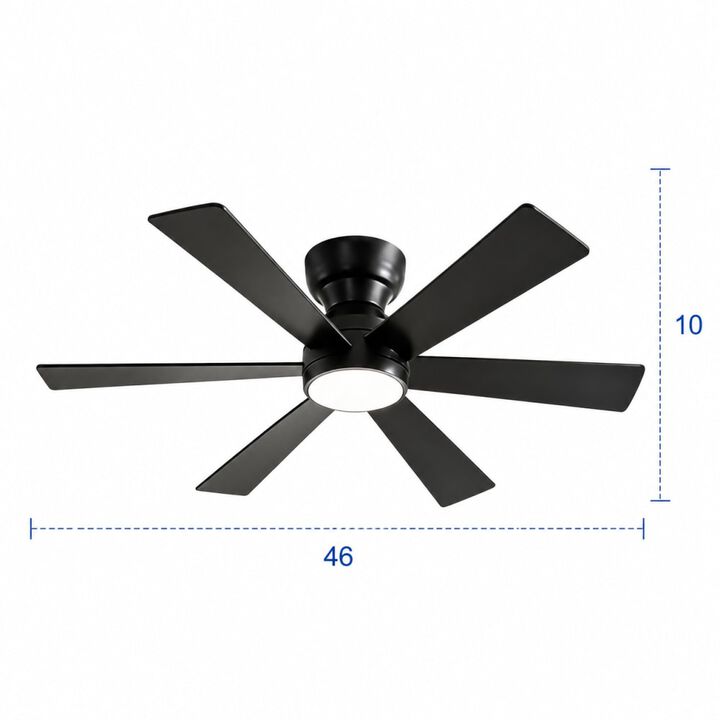 ELEMENT ACE Flush Mount Ceiling Fan with Dimmable LED Light, Remote Control, Quiet Reversible DC Motor, Six Blades
