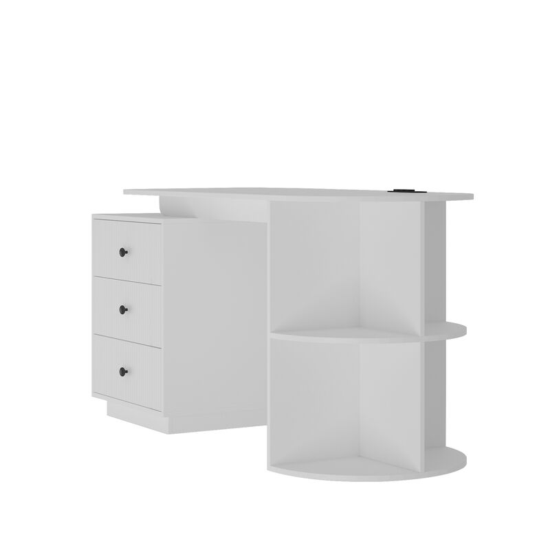 GOODSILO Expandable Modern Home Office Desk with Storage Drawers and Charging Station for Maximum Productivity image number 7