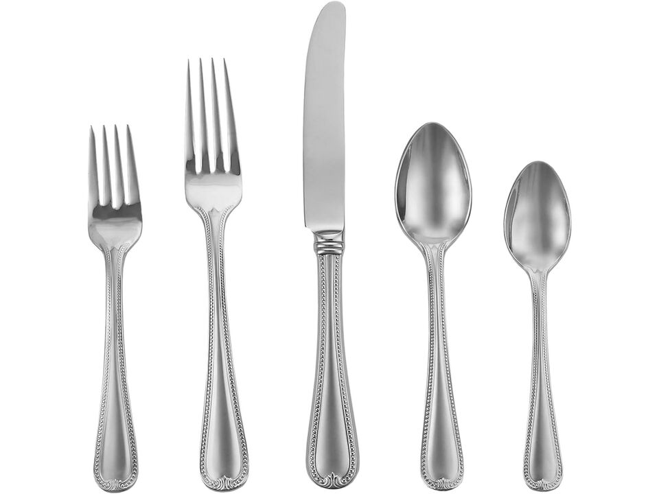 Lenox Vintage Jewel Frosted 5-Piece Stainless Steel Flatware Place Setting, Service for 1, Silver