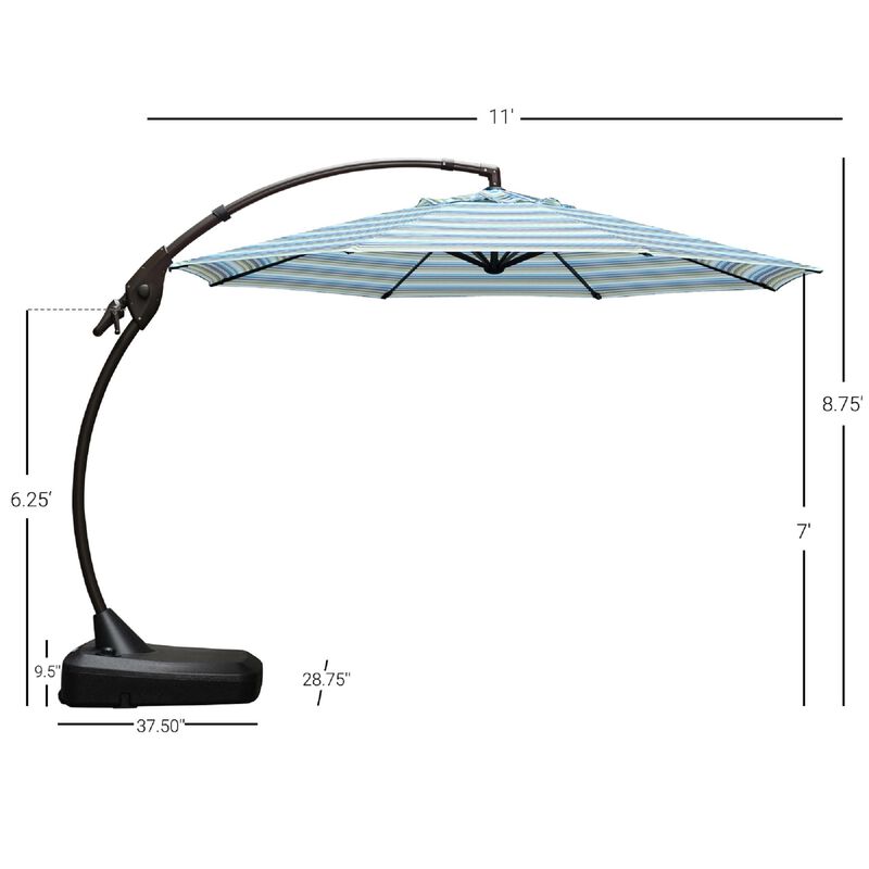 Mondawe 113 Sq Ft Cantilever Umbrella W/ Aluminum Pole & UV-Resistant Canopy,Adjustable Tilt & Crank image number 4