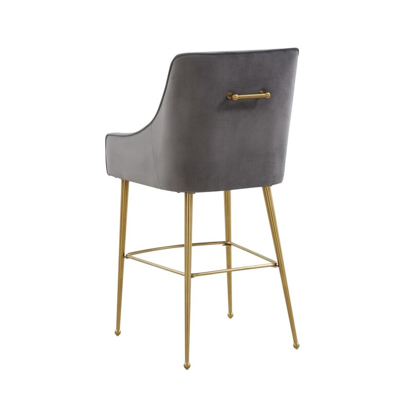 Casafoyer Beatrix Dark Grey Velvet Bar Stool - Gold Legs image number 3