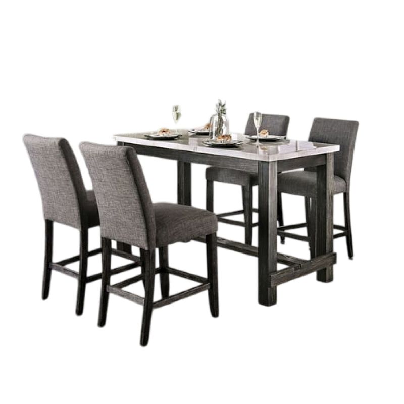 Bruce 5pc Counter Height Set, Marble Top, Trestle Base, Chairs image number 0