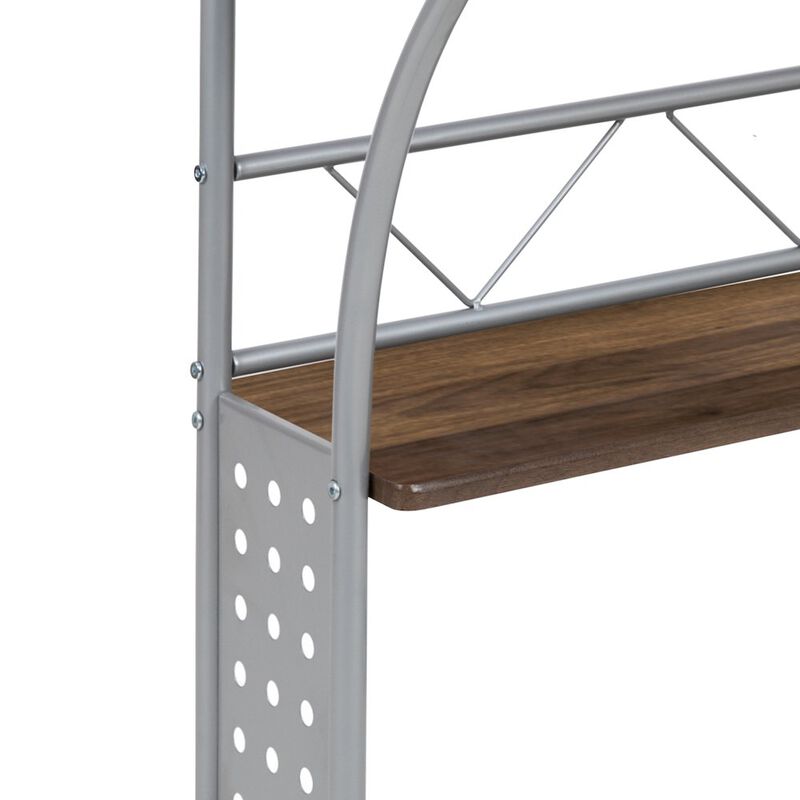 Flash Furniture Rustic Walnut Computer Desk with Top and Lower Storage Shelves image number 9