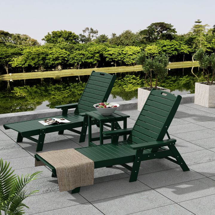 WestinTrends Adirondack Outdoor Chaise Lounge with Side Table Set