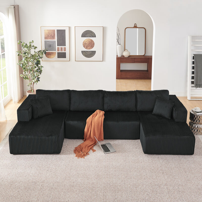 Sudvir 132" U-Shaped Modular Sectional Sofa image number 2