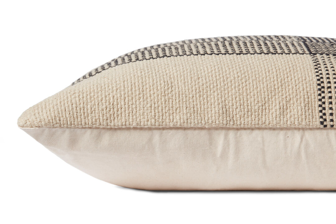 Wells PMH0041 Beige/Charcoal 22''x22'' Down Pillow by Magnolia Home by Joanna Gaines x Loloi, Set of Two