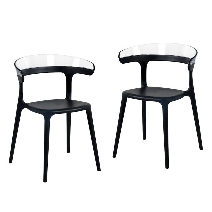 Omax Decor Mia Resin Patio Dining Chair in Black and Clear - (Set of 2)