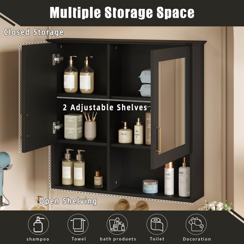 ELEMENT ACE Versatile Wall Mounted Medicine Cabinet with Adjustable Shelves and Soft Close Doors for Modern Bathroom Storage Solutions image number 5