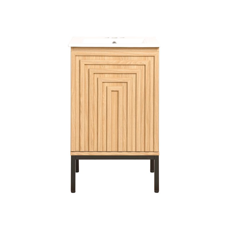 Rowan 24 in. W x 18 in. D x 33 in. H Geometric Modern Transitional 2-Shelf Bath Vanity Cabinet Only (Sink Basin Not Included)