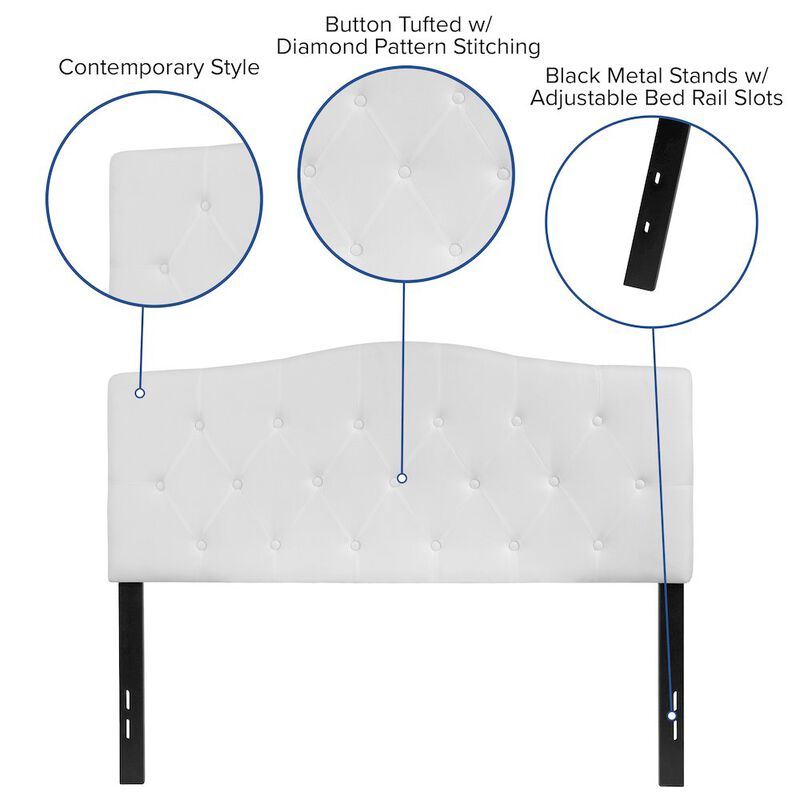 Flash Furniture Tufted Upholstered Full Size Headboard in White Fabric image number 2