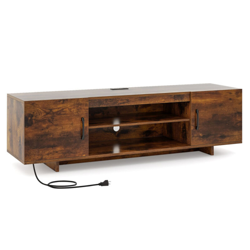 TV Stand with Power Outlet and 2 Cable Holes, Convenient Media Console for Living Room