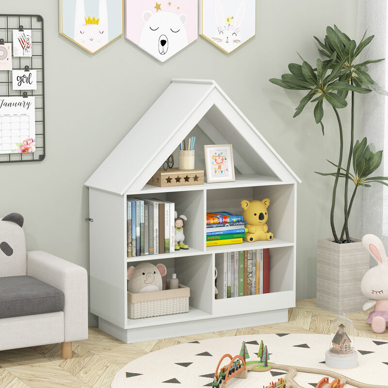 3-Tier House-Shaped Toy Storage Organizer with Open Shelves