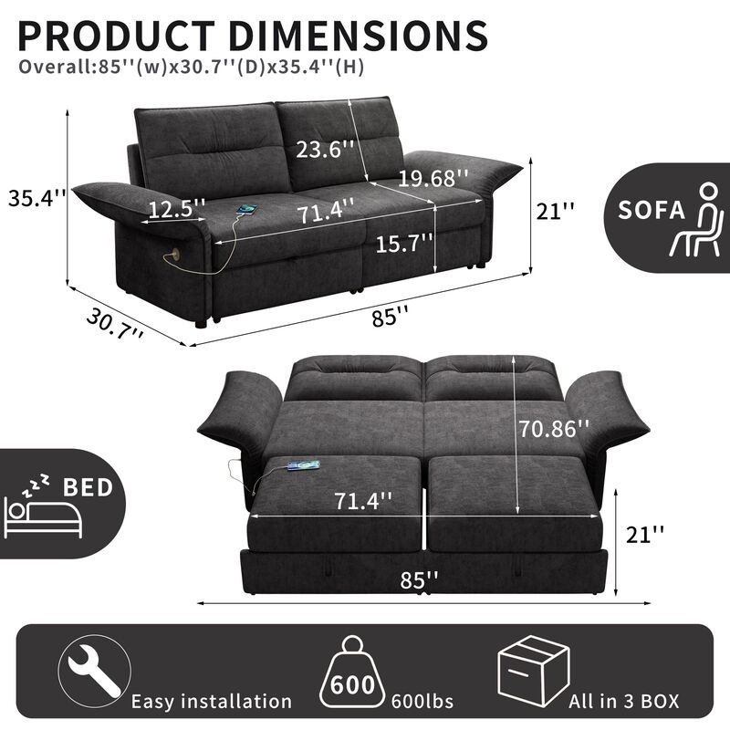 Honnox 85-inch convertible sofa bed image number 7