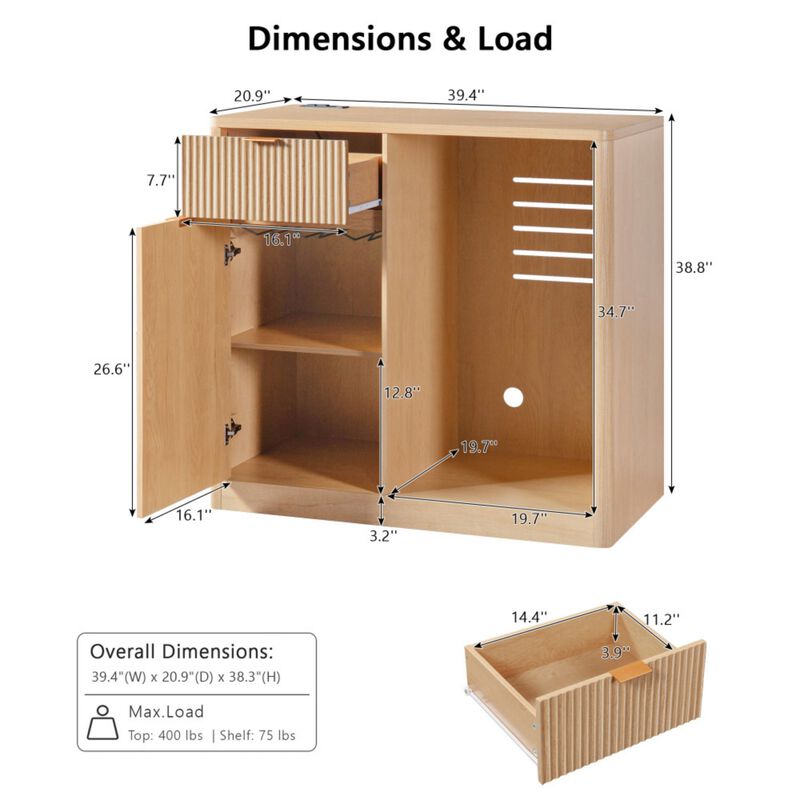 Falfil Mini Fridge Liquor Sideboard Cabinet image number 9