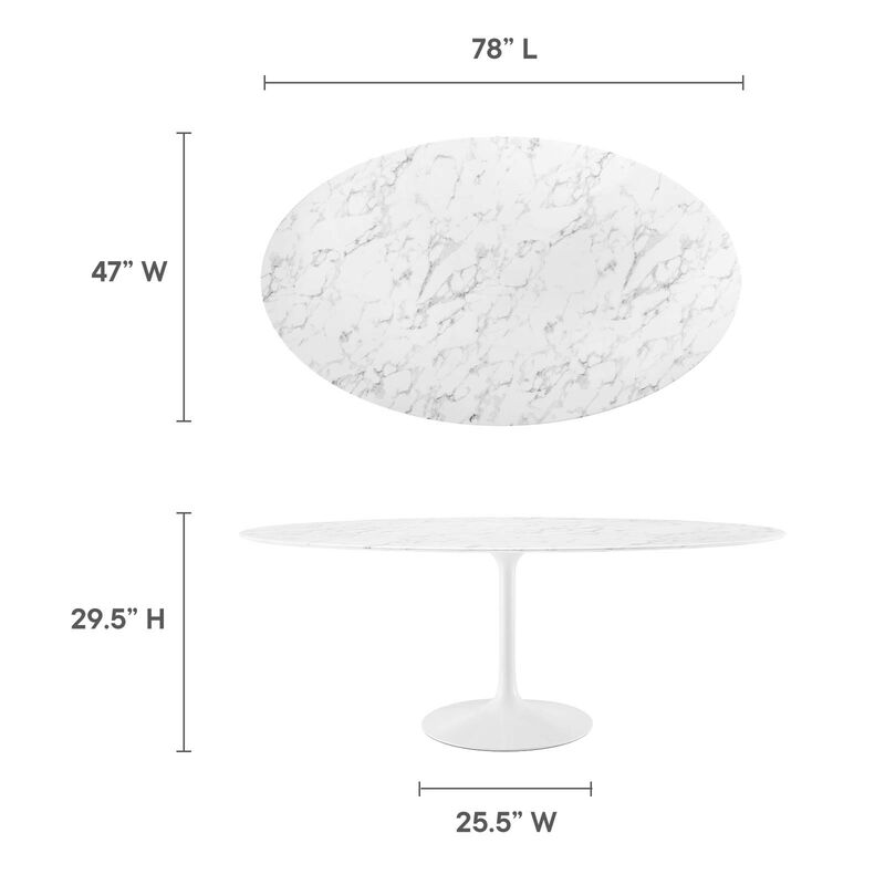 Modway - Lippa 78" Oval Artificial Marble Dining Table White