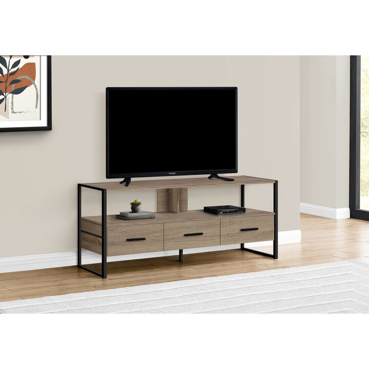 Monarch Specialties I 2618 Tv Stand, 48 Inch, Console, Media Entertainment Center, Storage Drawers, Living Room, Bedroom, Laminate, Metal, Brown, Black, Contemporary, Modern