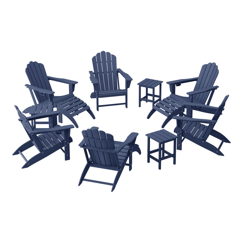 WestinTrends 12-Piece HDPE Outdoor Patio Furniture Adirondack Chair Conversation Table Set
