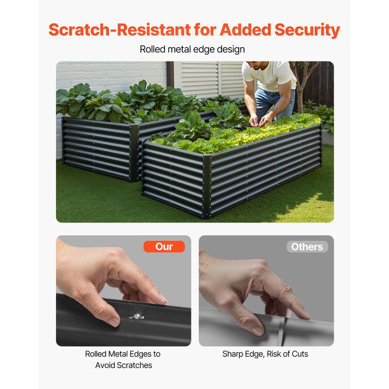 Large Outdoor Raised Garden Bed Planter Box for Vegetables and Flowers-Dark Grey image number 5