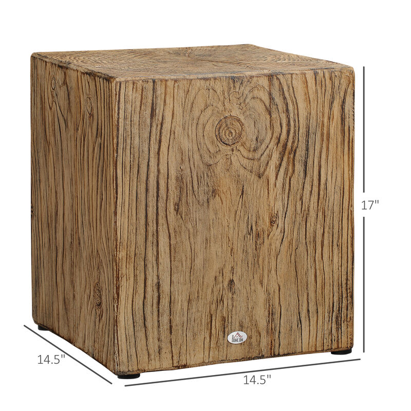 Square Side Table with Wood Grain Finish, Decorative Painted End Table, Natural