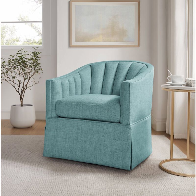 Sanibel Skirted Swivel Accent Chair - Egg Blue