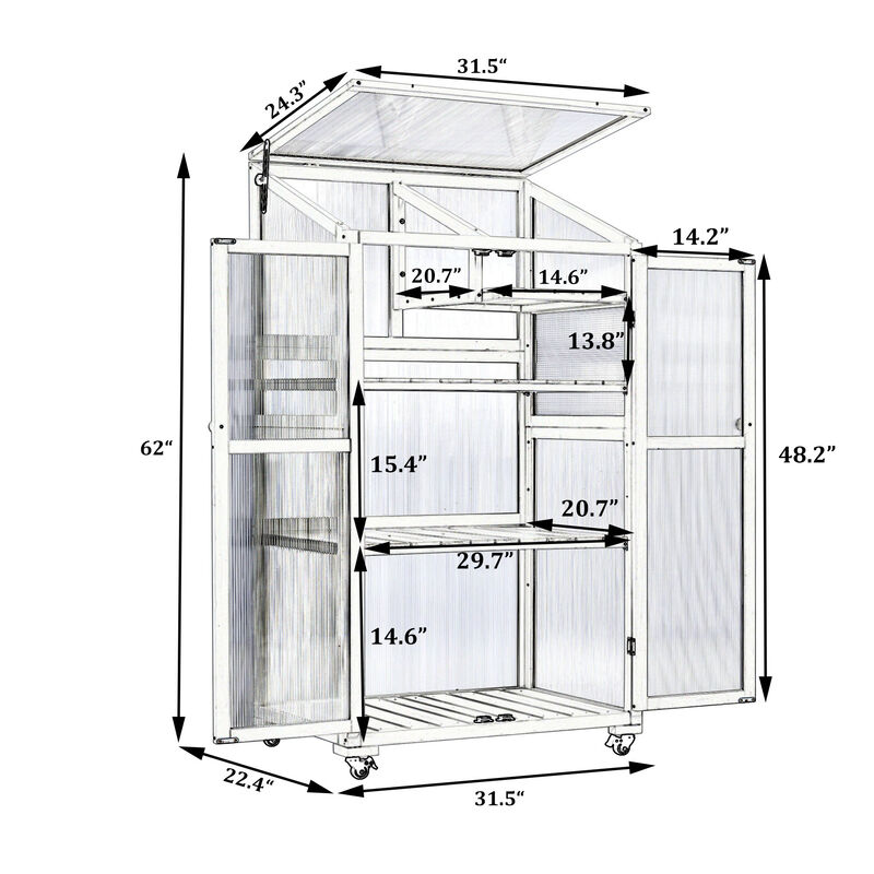 Whisen 78-Inch Garden sheds, Greenhouse with 4 Skylights & 2 Folding Shelves image number 9