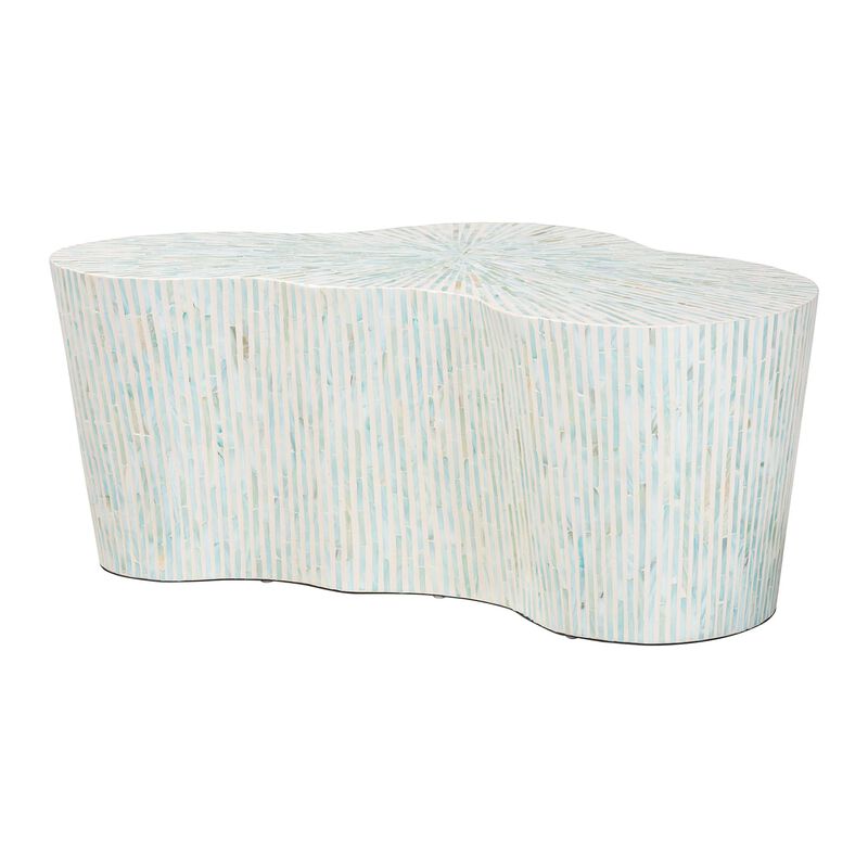 bali & pari Fiorella Capiz Shell Coffee Table - Mother of Pearl Irregular Shape Accent Table with Textured Inlay Surface for Living Room or Lounge Space image number 0