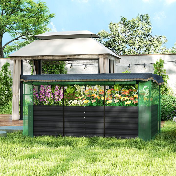 Hivvago Galvanized Outdoor Planter with Cage