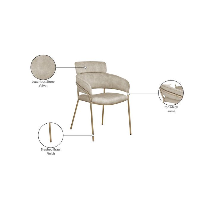 Meridian Furniture Yara Stone Velvet Dining Chair, Set of 2