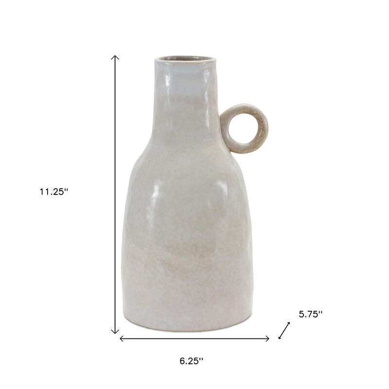 HomeRoots 11" Gray And White Ceramic Round Table Vase image number 3