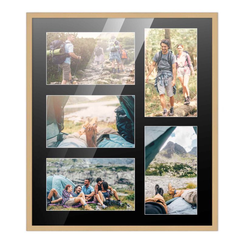 12x14 Wood Collage Frame with a Black Mat for 4x6 Pictures