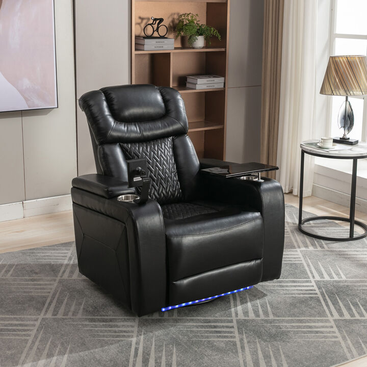 270 Degree Swivel PU Leather Power Recliner Individual Seat Home Theater Recliner