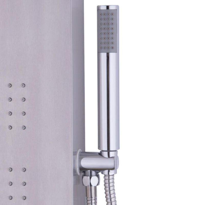 Brushed Stainless Steel Shower Panel with Rainfall and Waterfall Features for Luxury Bathroom