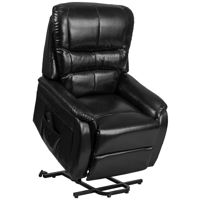 Flash Furniture Black Leather Soft Remote Powered Lift Recliner for Elderly
