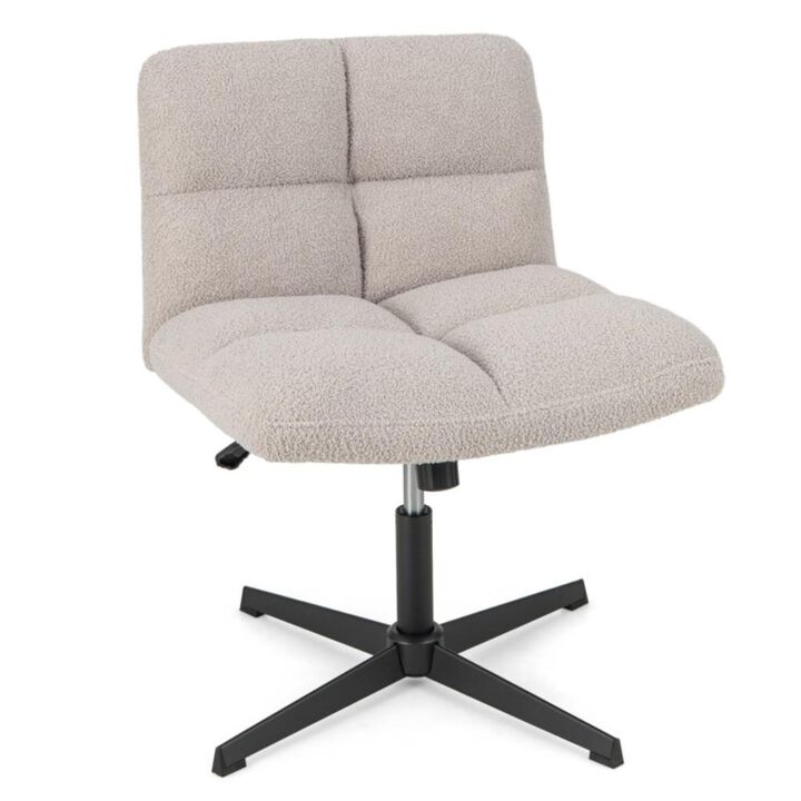 Hivvago Office Armless Chair Cross Legged with Imitation Lamb Fleece and Adjustable Height