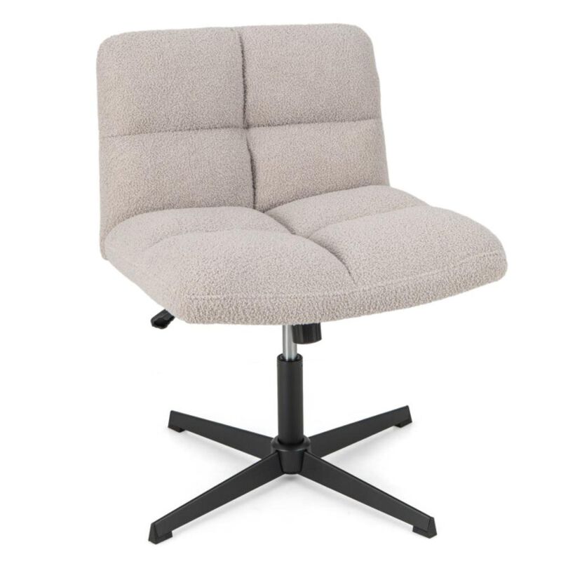 Hivvago Office Armless Chair Cross Legged with Imitation Lamb Fleece and Adjustable Height