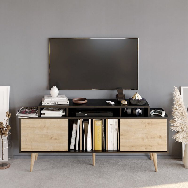 Decorotika Char Tv Stand - Black & Sapphire Oak