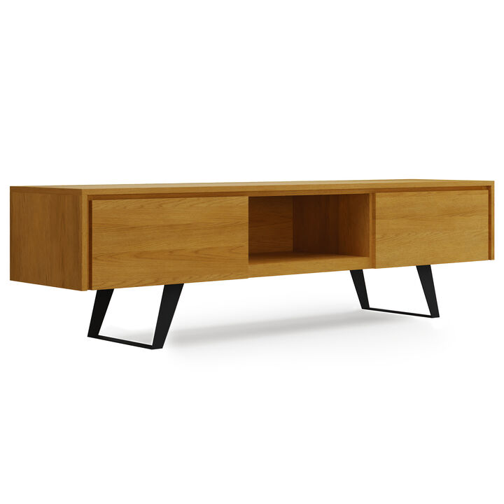 Lowry  72 inch Wide Modern Industrial TV Media Stand in Oak For TVs up to 80 inches