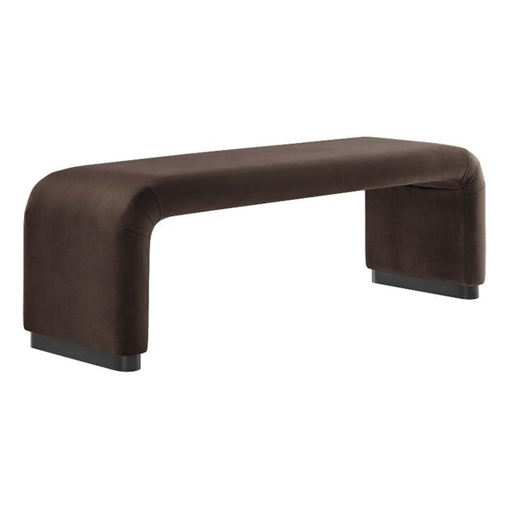 Modway EEI-6734-BRA-CAB Koda Performance Velvet Waterfall Long Bench, Brass Cadet Blue
