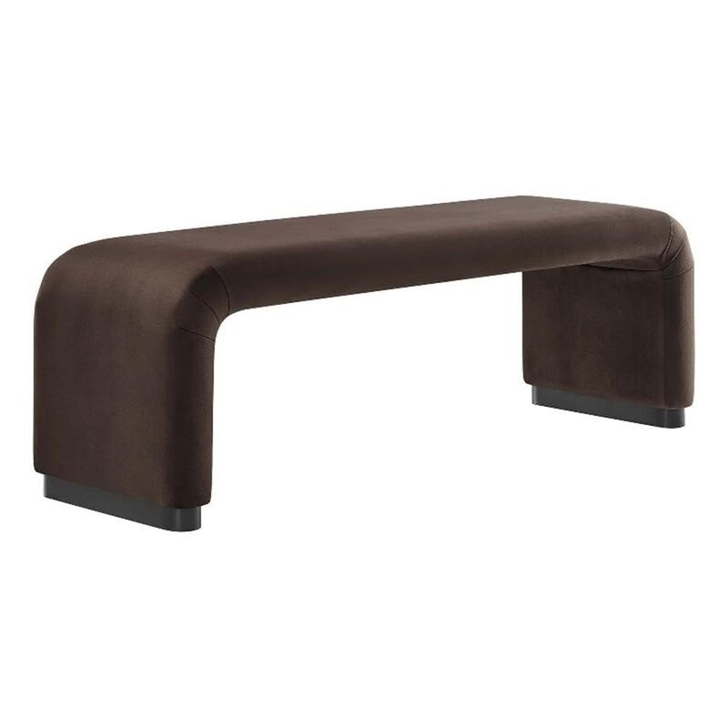 Modway EEI-6734-BRA-CAB Koda Performance Velvet Waterfall Long Bench, Brass Cadet Blue image number 0