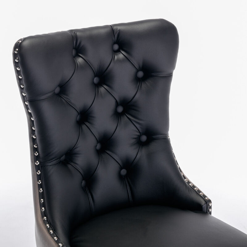 Streamdale Contemporary Tufted Dining Chairs Set, Black+Gray image number 6