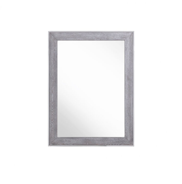 HomeRoots 40" Gray and Silver Wood and Metal Framed Accent Mirror