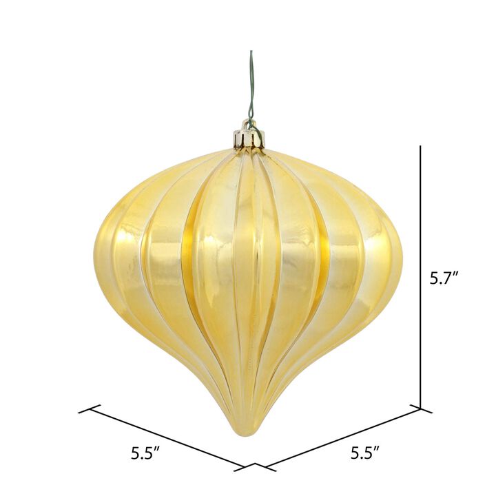 Vickerman 5.7" Gold Shiny Onion Christmas Ornament, UV Treated, Set of 3