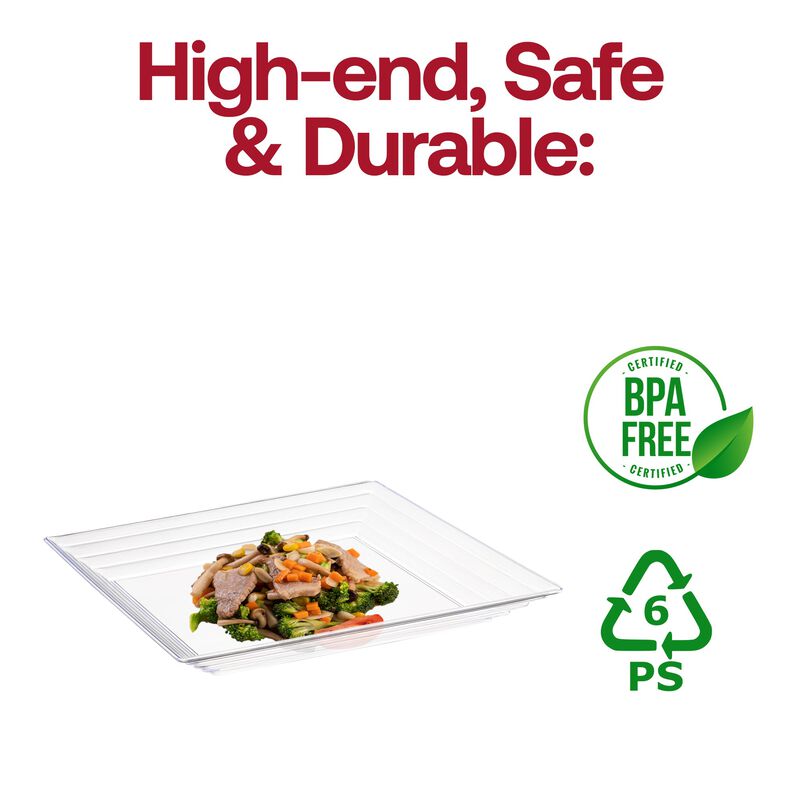 12" x 12" Clear Square with Groove Rim Plastic Serving Trays (24 Trays) image number 5