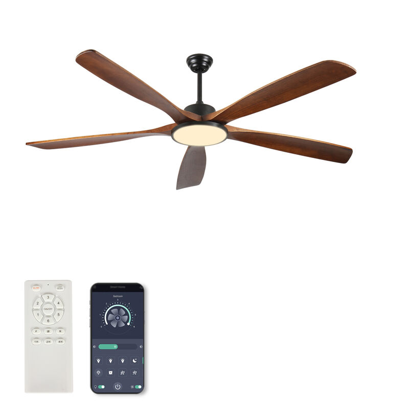 ELEMENT ACE 72-Inch Large Ceiling Fan with Remote Control, Three-Color Dimmable Light, 5 Reversible Blades for Garden, Patio, Farmhouse, Living Room, Bedroom image number 0