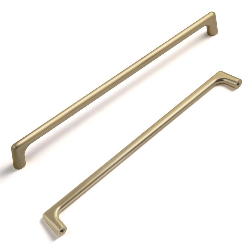Goo-Ki Light Brass Cabinet Pulls with 10'' Hole Centers, Modern Style Zinc Alloy Cabinet Handles for Dresser,Wardrobe,Cupboard-