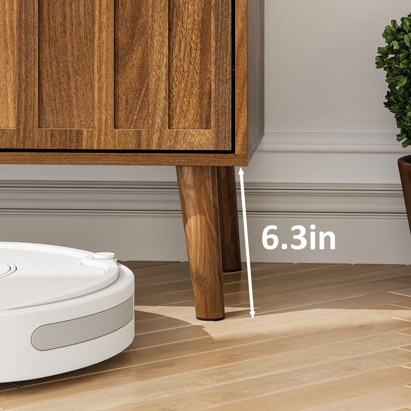 Clihome Sideboard Buffet Cabinet With Storage, Farmhouse Buffet Cabinet With Paper Clip Design, Wood Coffee Bar Storage Cabinet