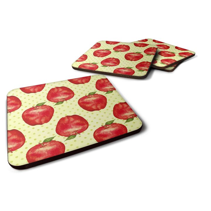 Caroline's Treasures Watercolor Apples and Polkadots Decorative coasters, 3.5, Multicolor
