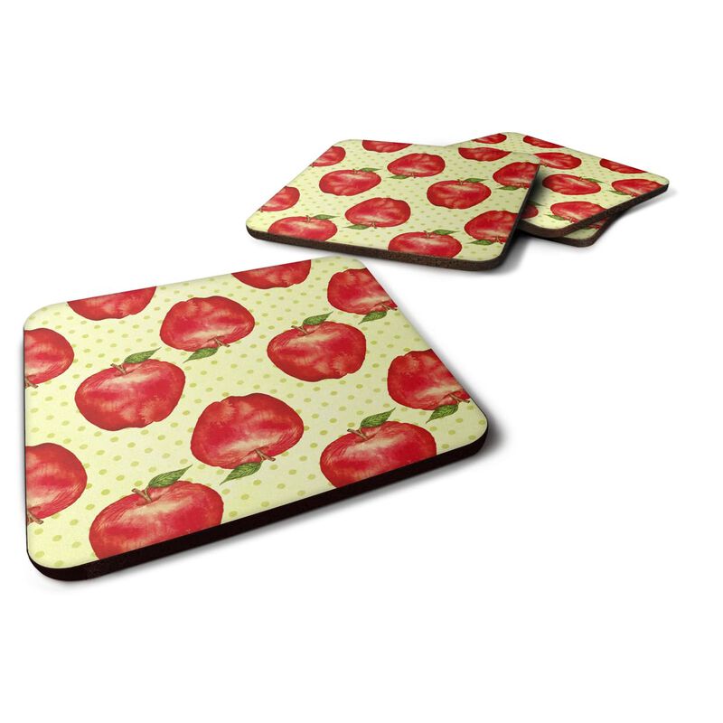 Caroline's Treasures Watercolor Apples and Polkadots Decorative coasters, 3.5, Multicolor