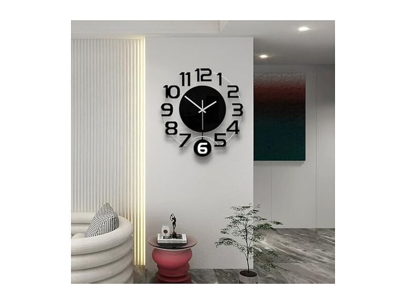 Pendulum Wall Clock Silent Non Ticking Modern Battery Operated Living Room Decor image number 1